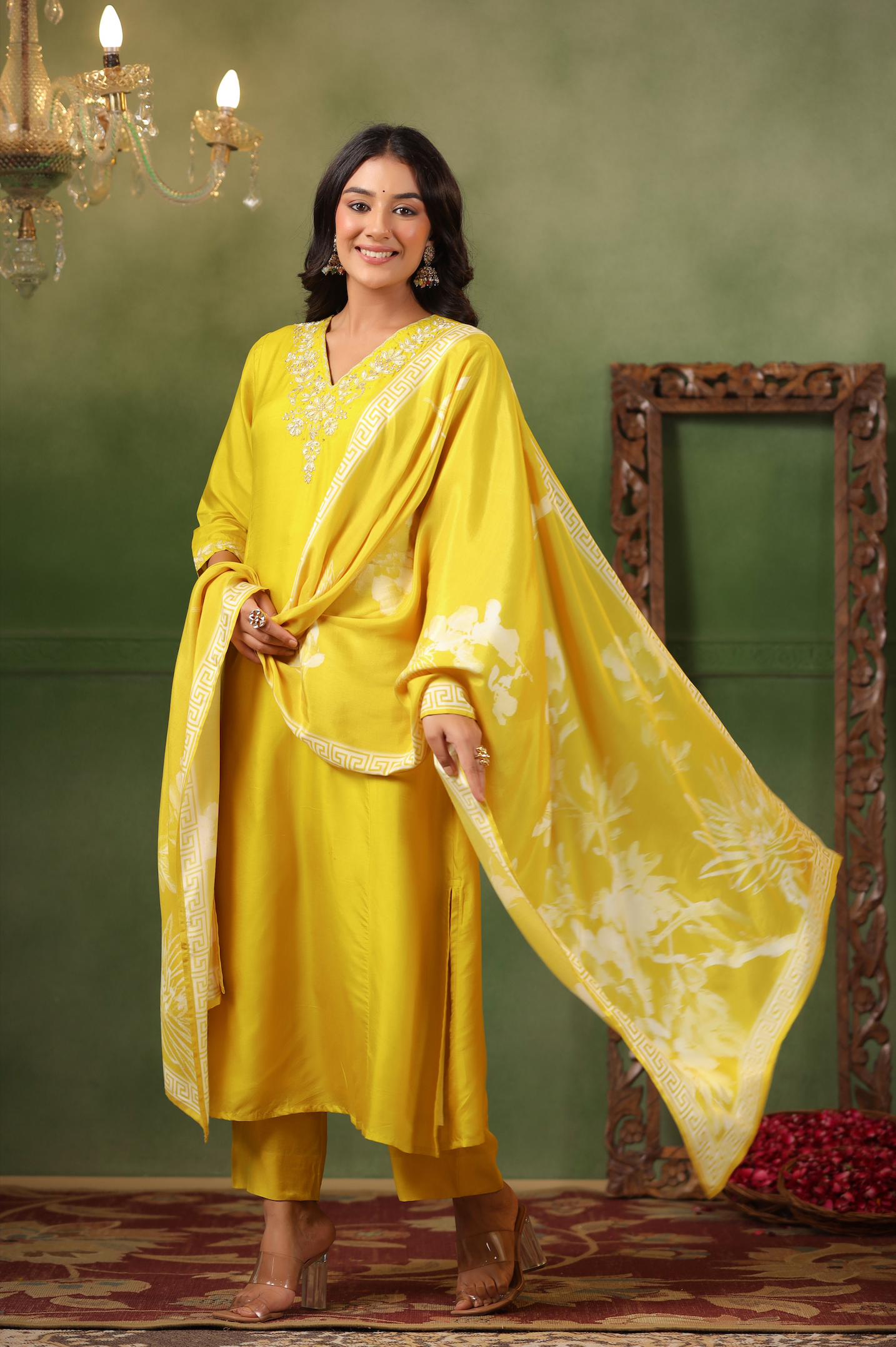 Golden Yellow Silk Suit Set