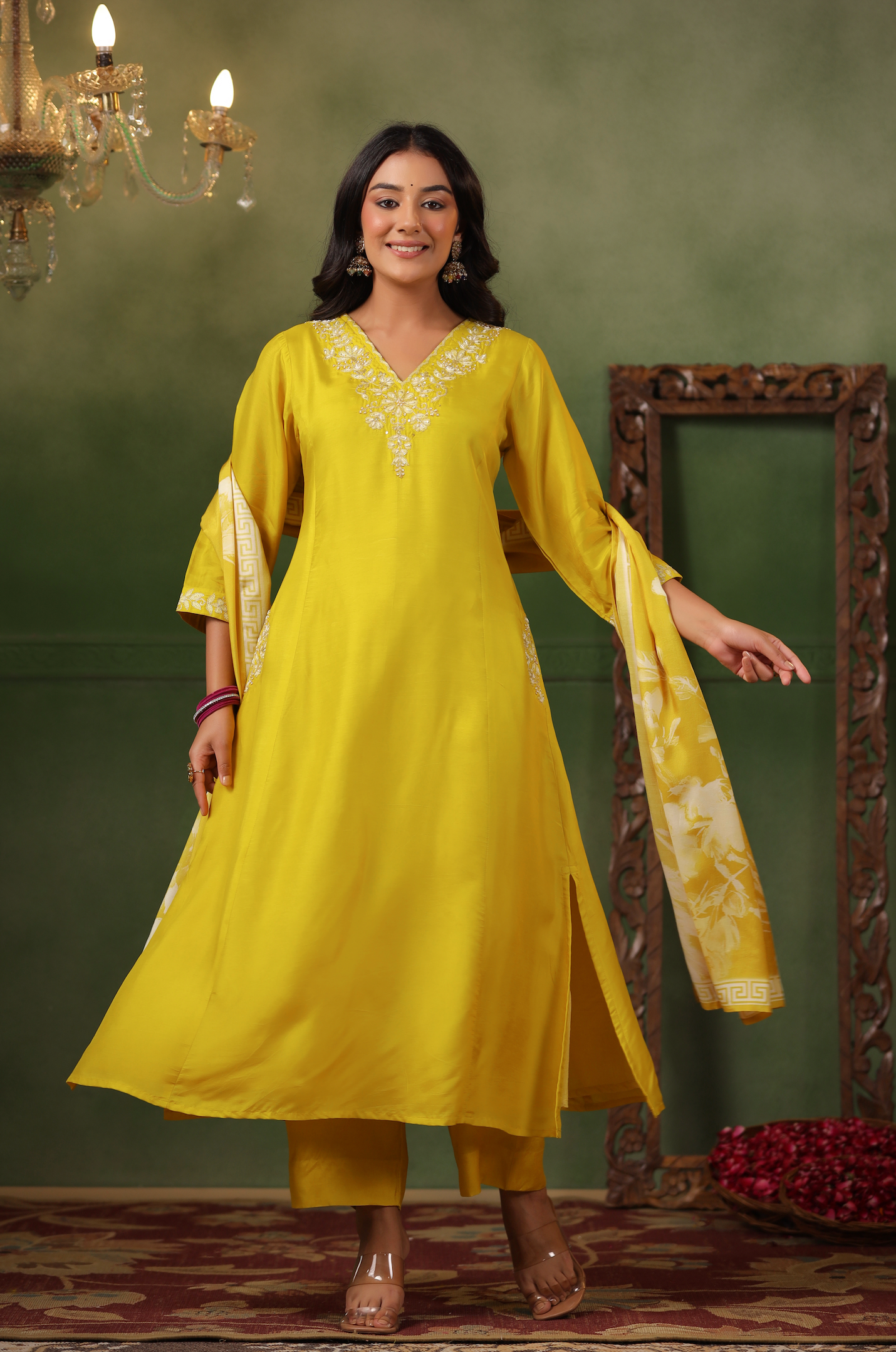 Golden Yellow Silk Suit Set