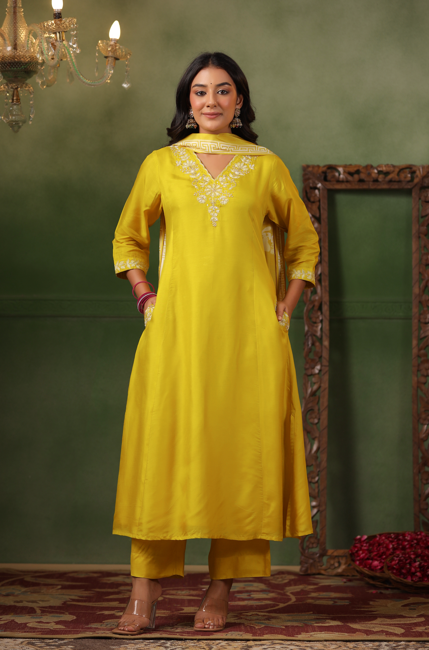 Golden Yellow Silk Suit Set