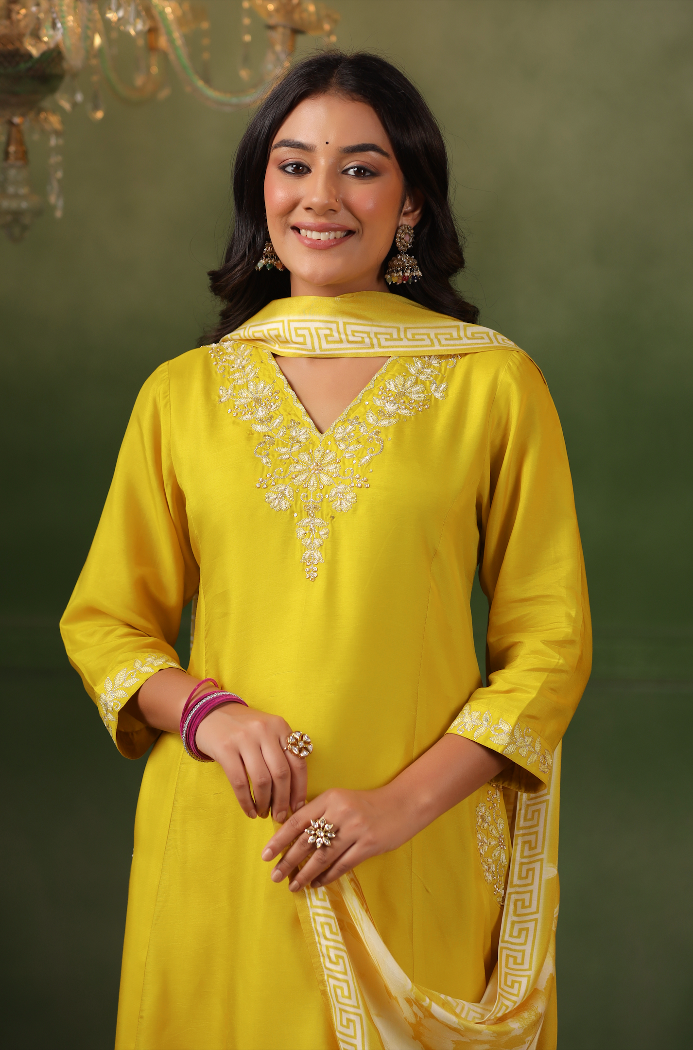 Golden Yellow Silk Suit Set