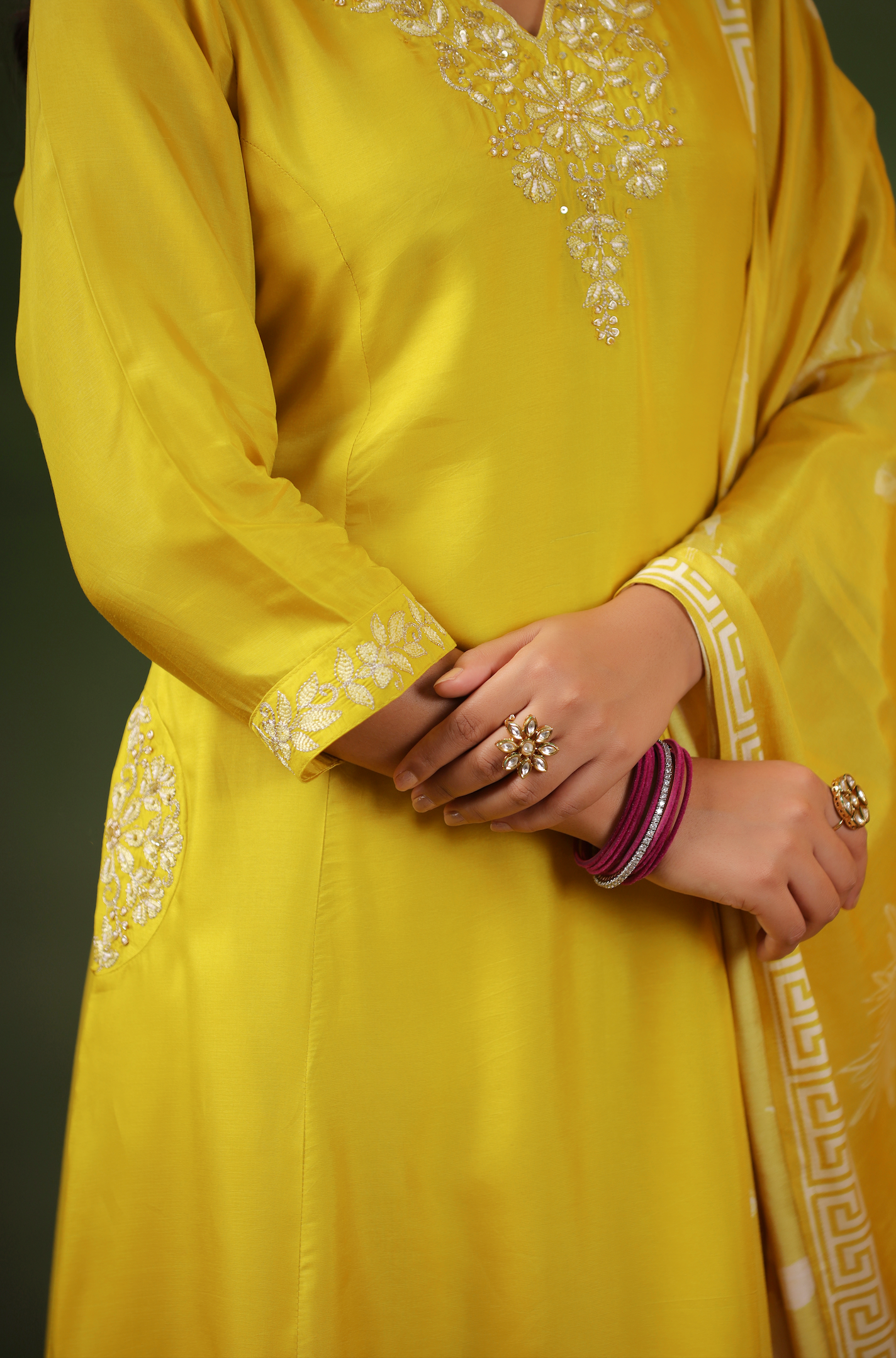 Golden Yellow Silk Suit Set