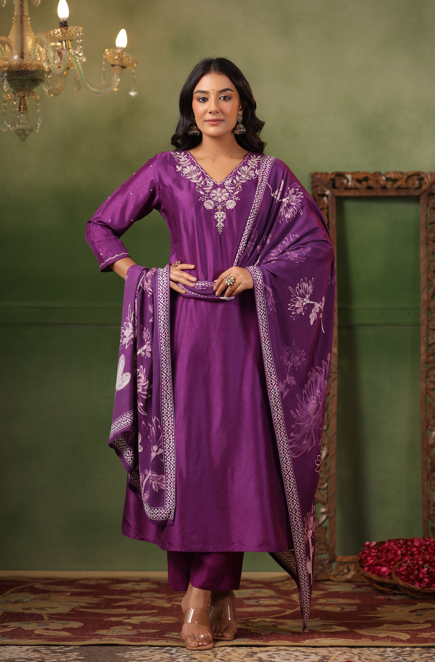 Royal Purple Silk Suit Set