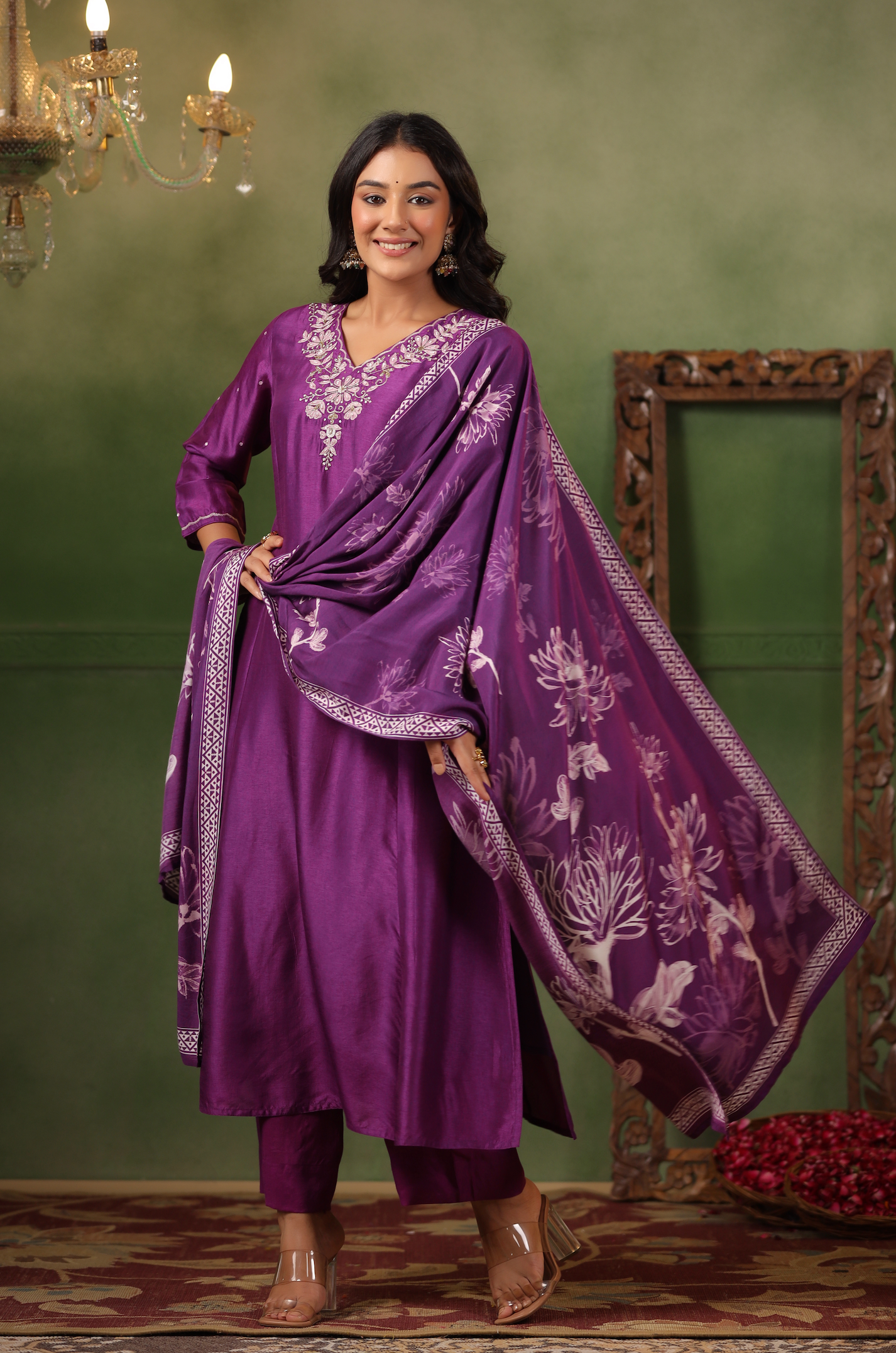 Royal Purple Silk Suit Set