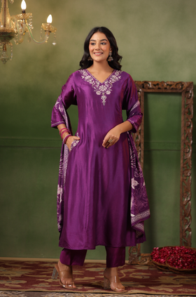 Royal Purple Silk Suit Set