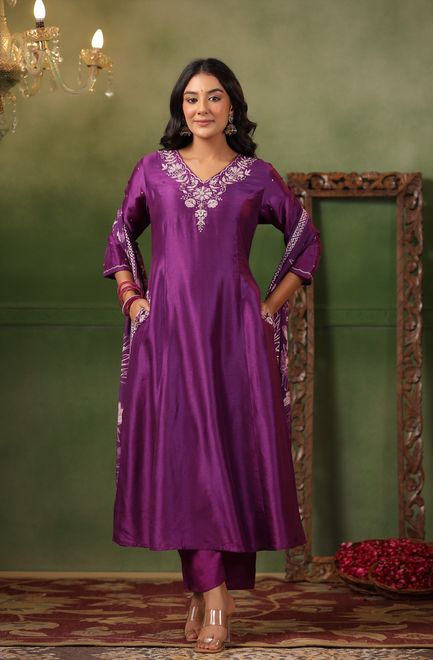 Royal Purple Silk Suit Set