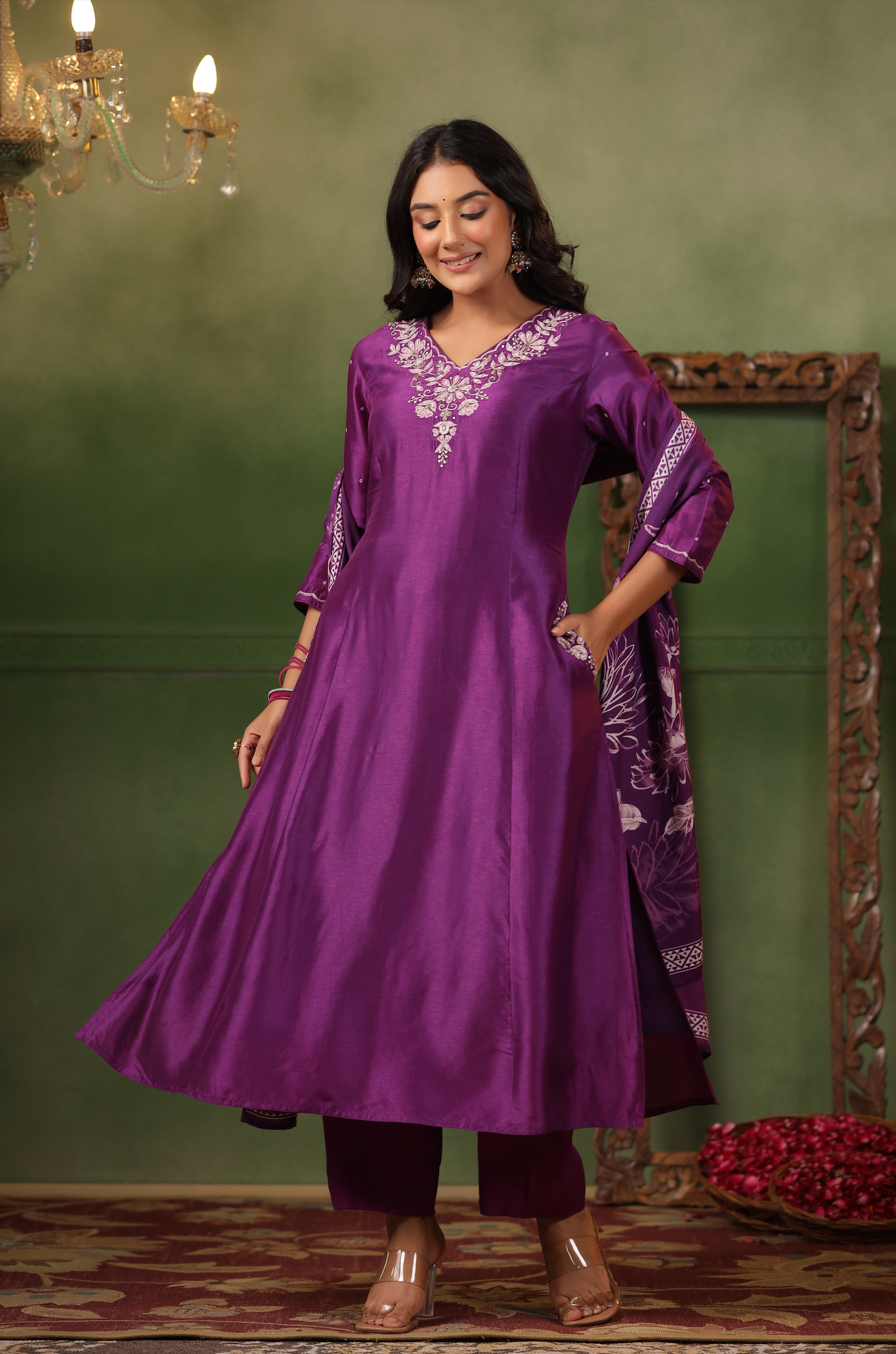 Royal Purple Silk Suit Set