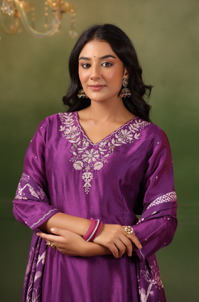Royal Purple Silk Suit Set