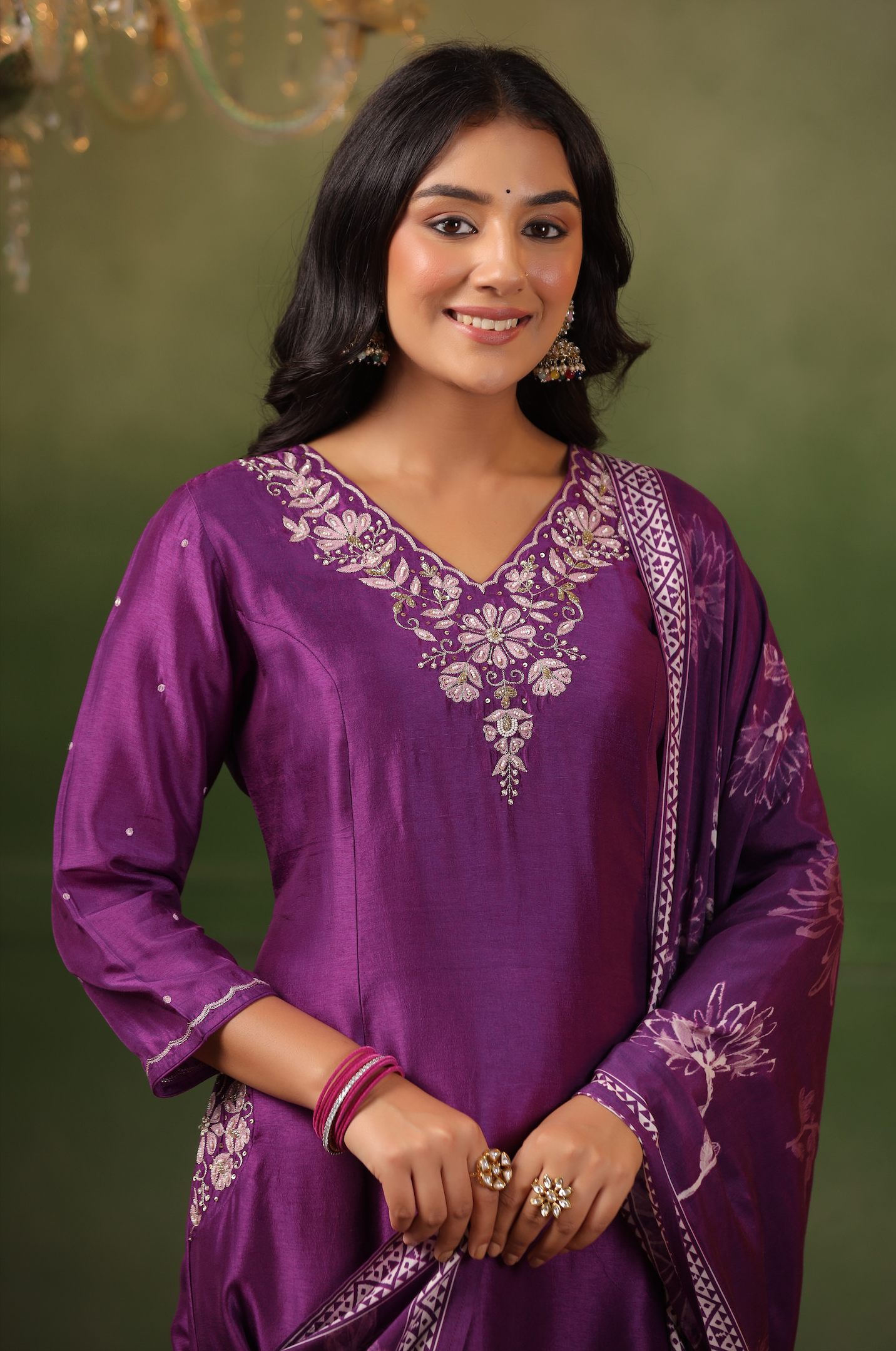 Royal Purple Silk Suit Set
