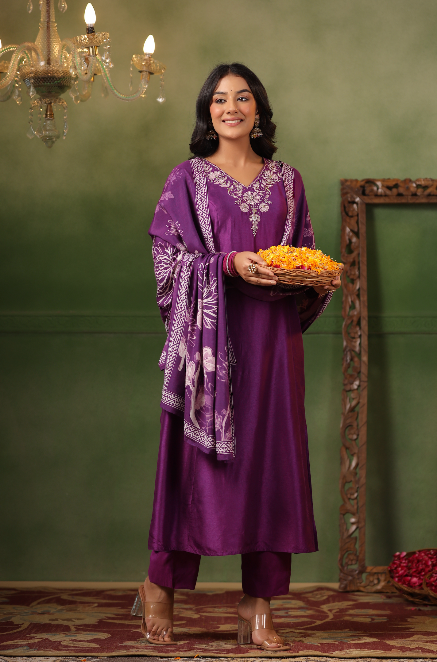 Royal Purple Silk Suit Set