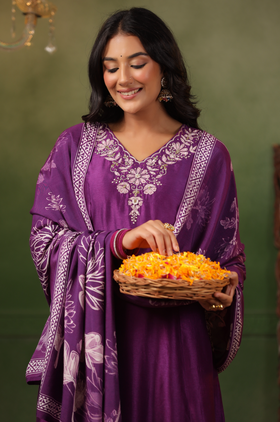 Royal Purple Silk Suit Set