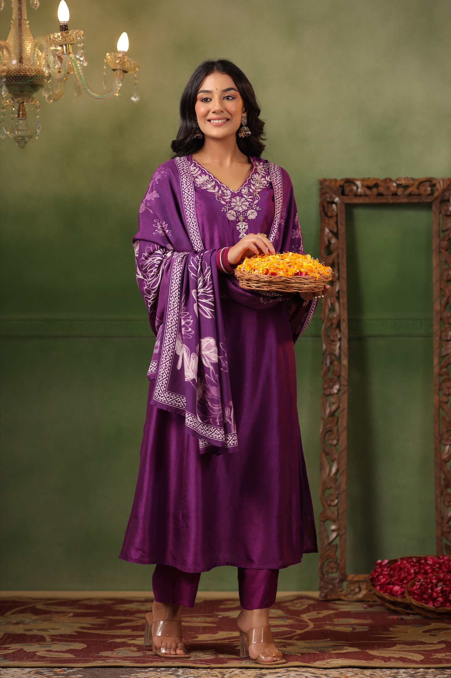 Royal Purple Silk Suit Set