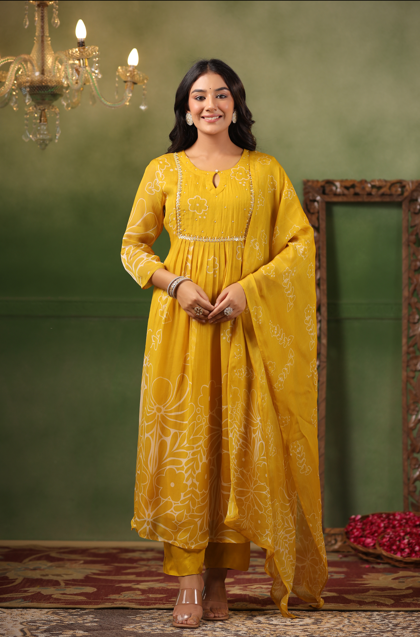 Butter Yellow Organza Suit Set