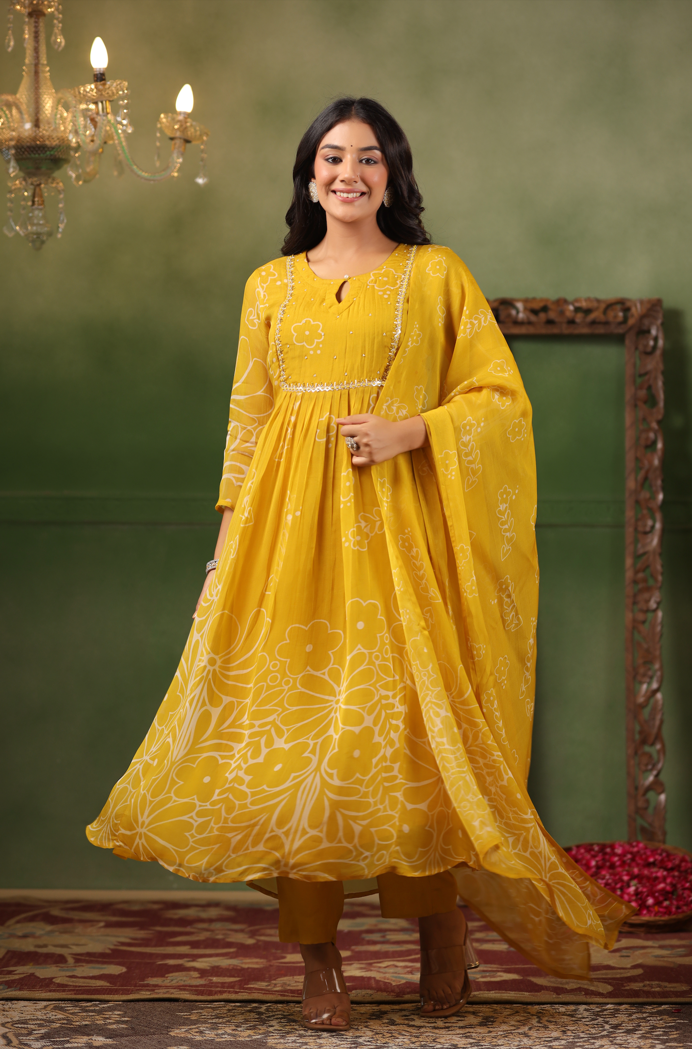 Butter Yellow Organza Suit Set