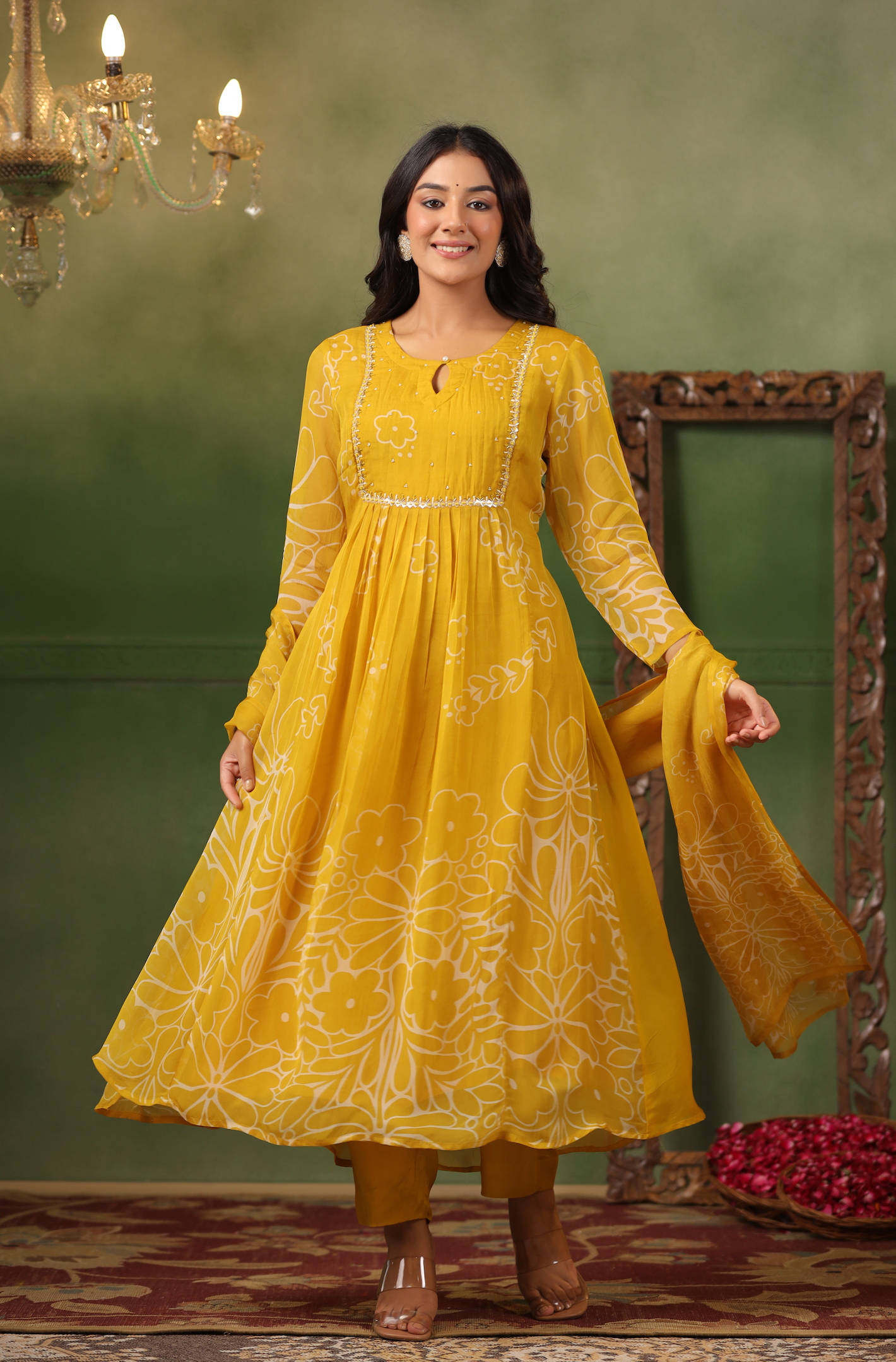 Butter Yellow Organza Suit Set