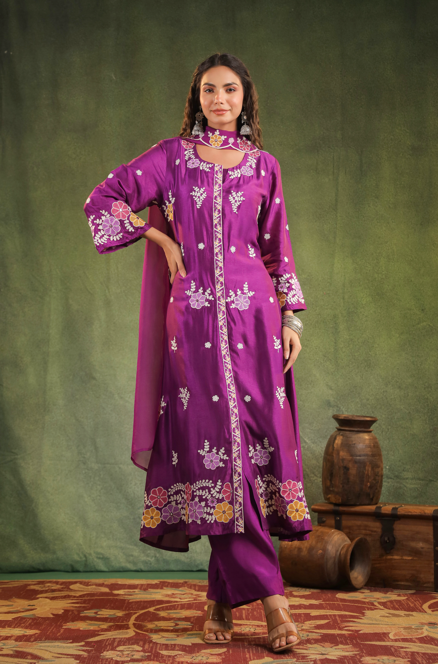 Imperial Purple Silk Kurti Set