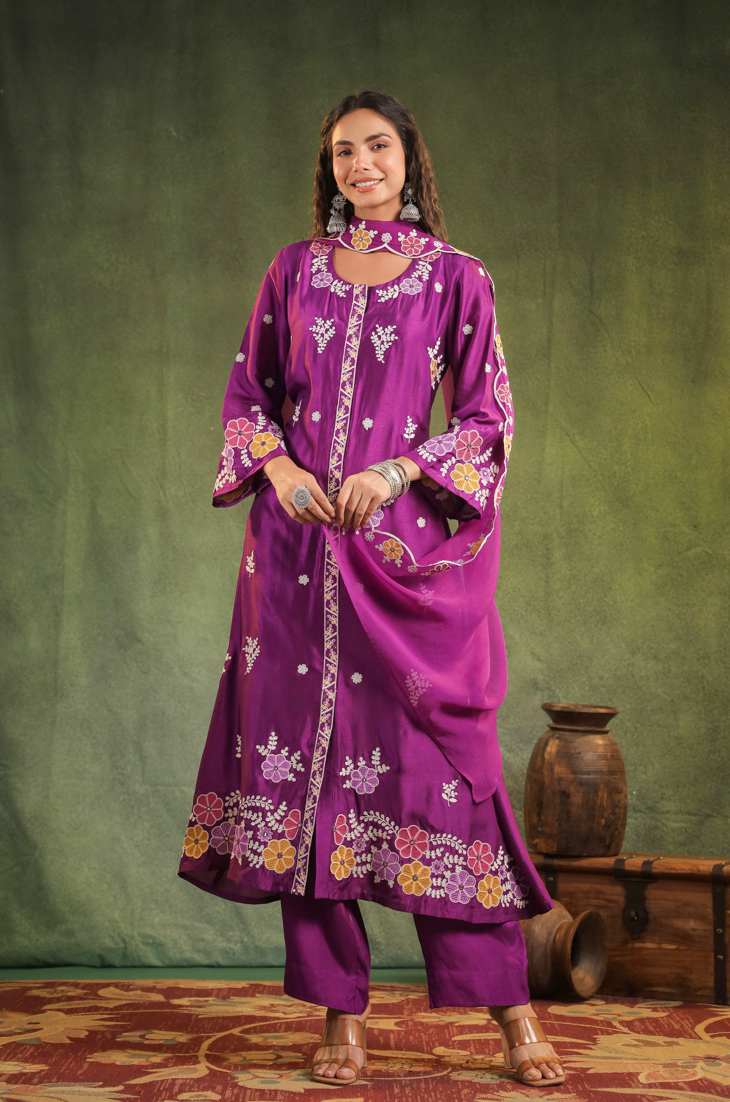 Imperial Purple Silk Kurti Set