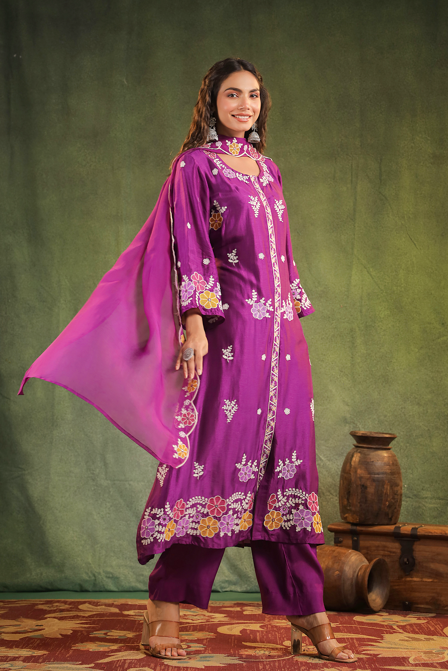 Imperial Purple Silk Kurti Set