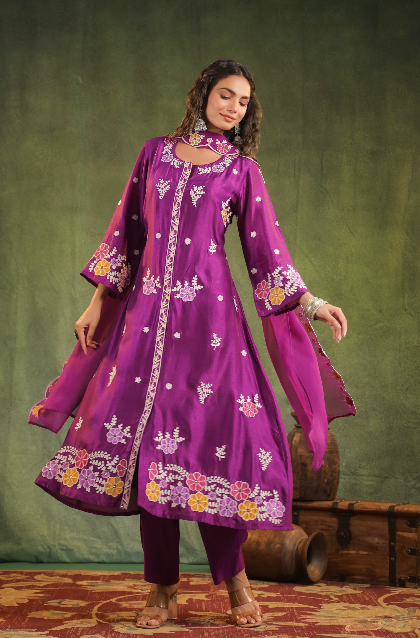 Imperial Purple Silk Kurti Set