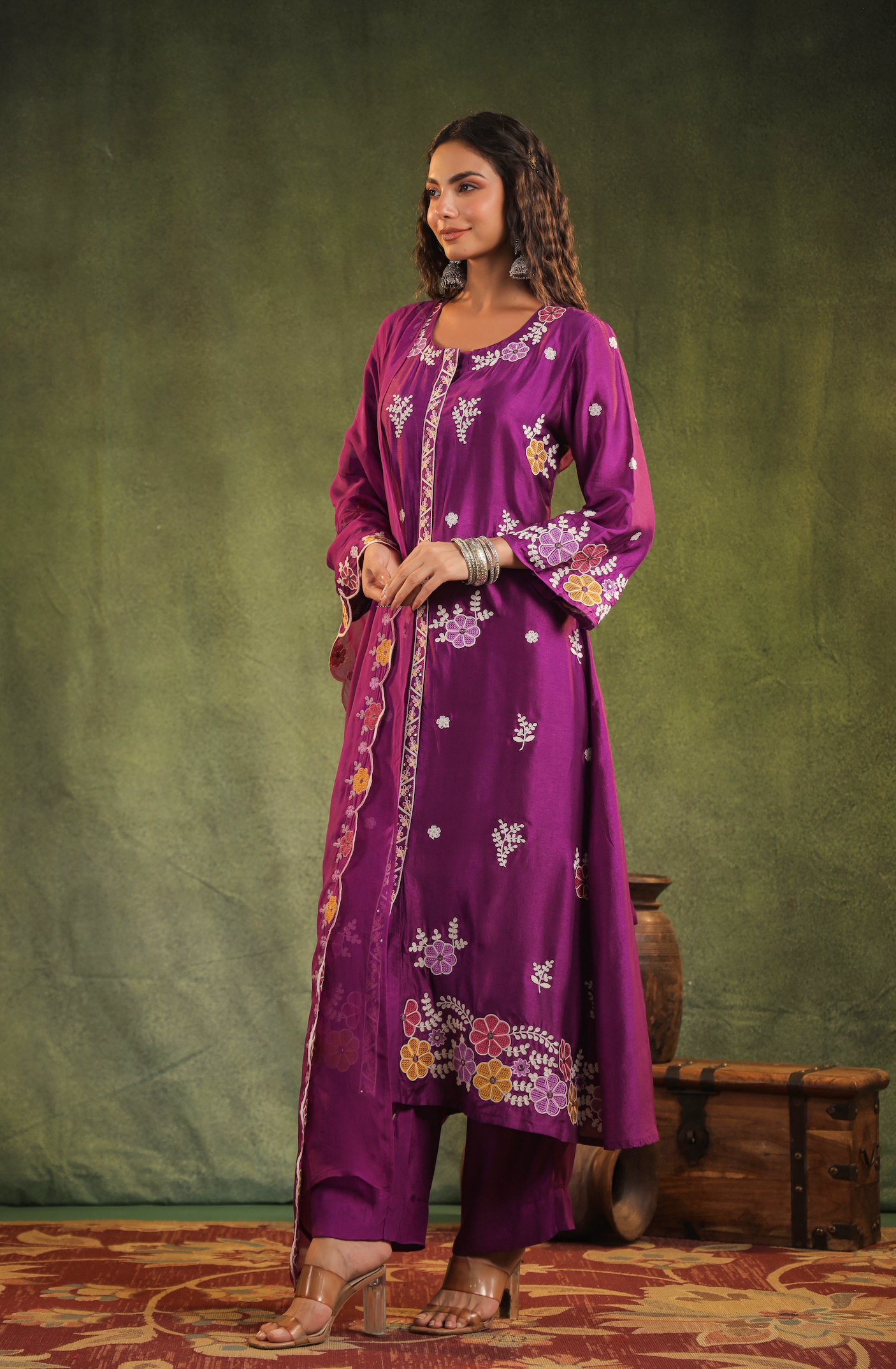 Imperial Purple Silk Kurti Set