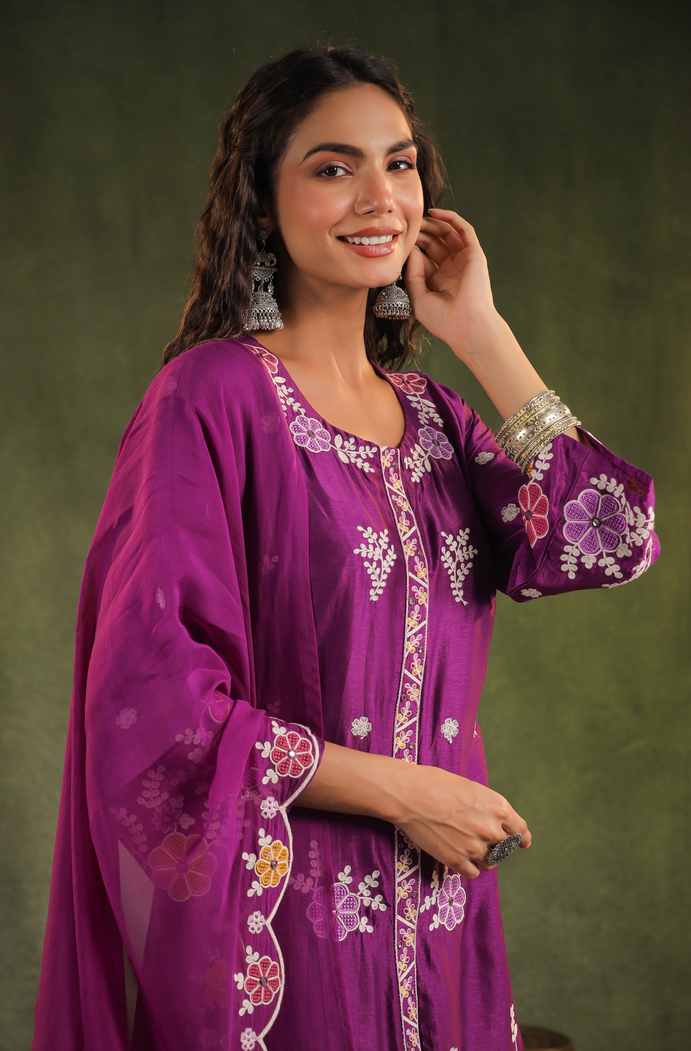 Imperial Purple Silk Kurti Set