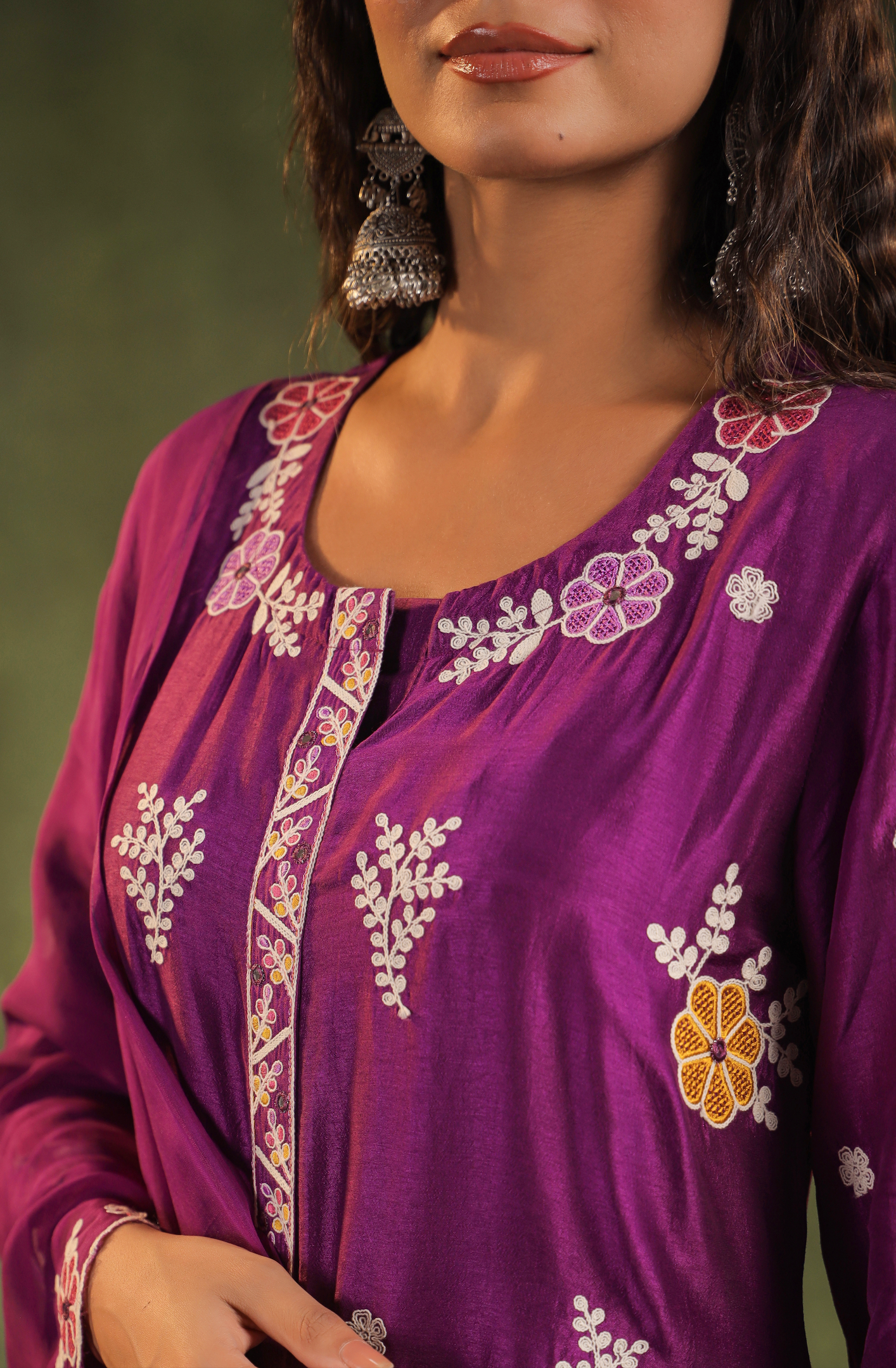 Imperial Purple Silk Kurti Set