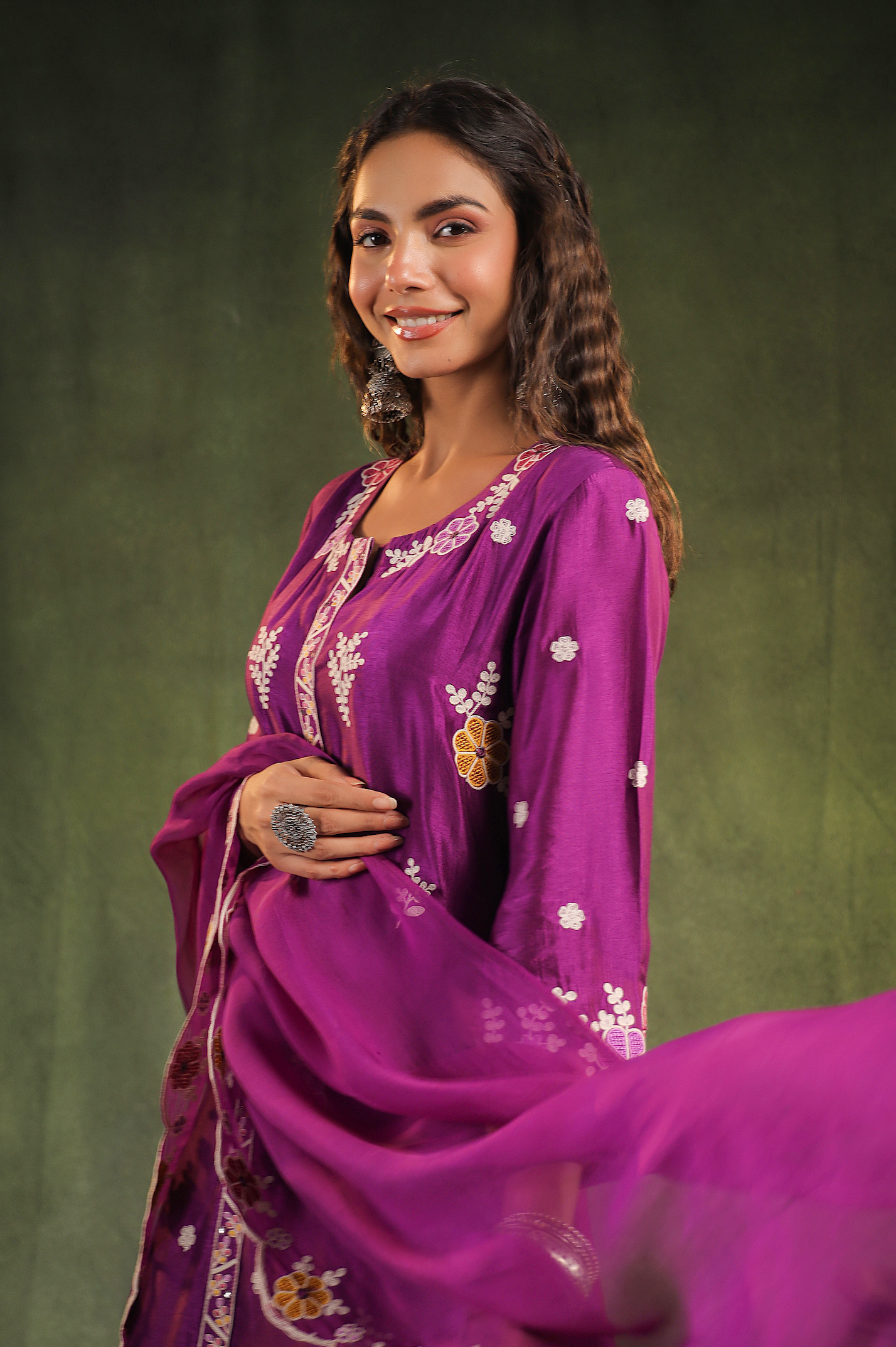 Imperial Purple Silk Kurti Set