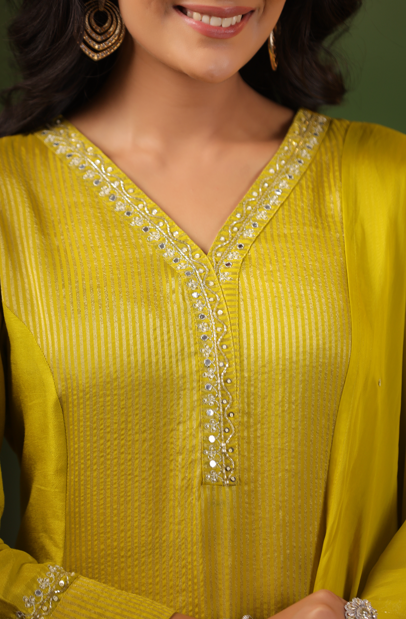 Luxury yellow Silk suit set