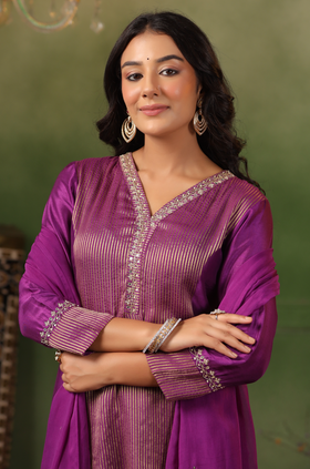 Luxury Purple Silk Suit Set