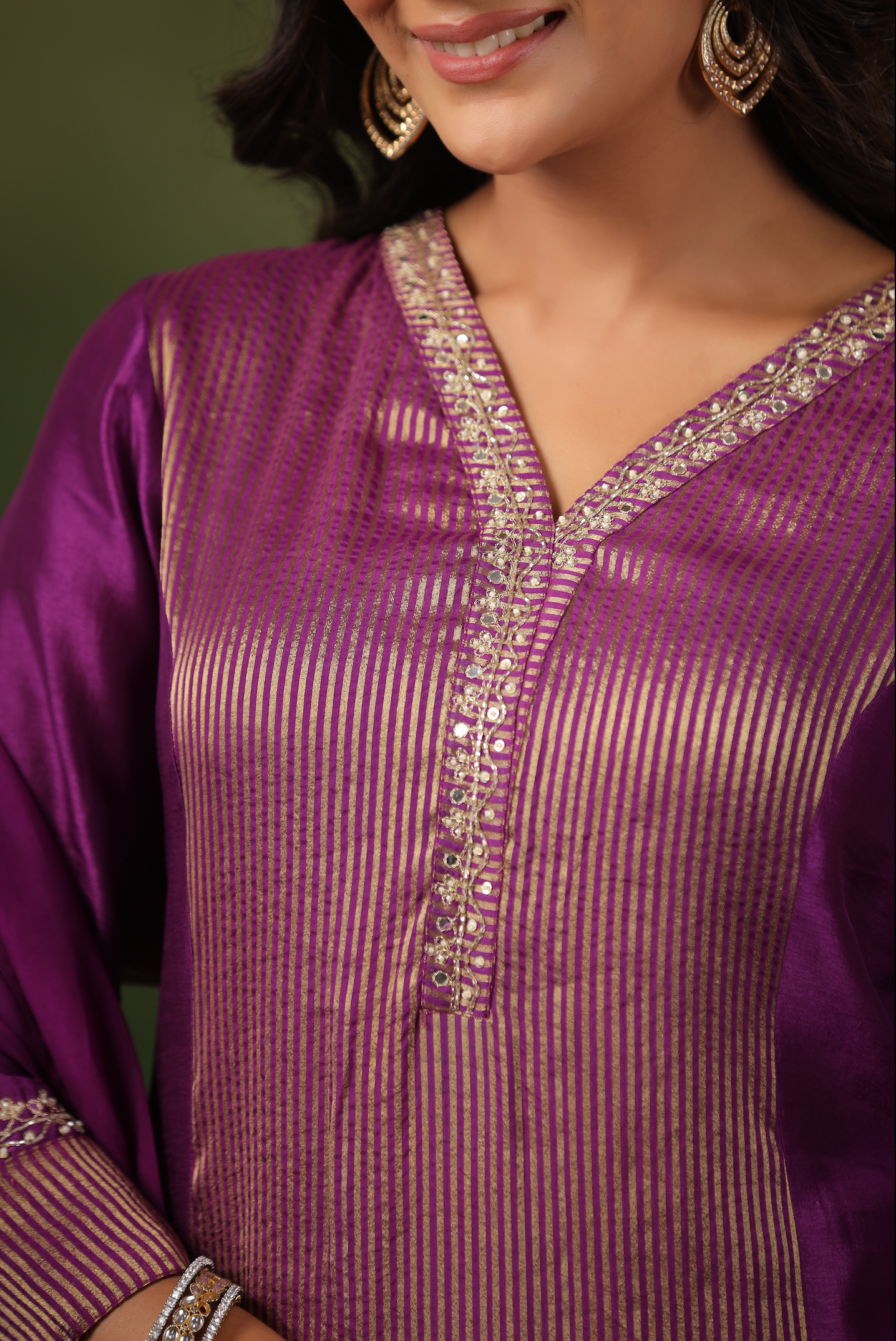 Luxury Purple Silk Suit Set