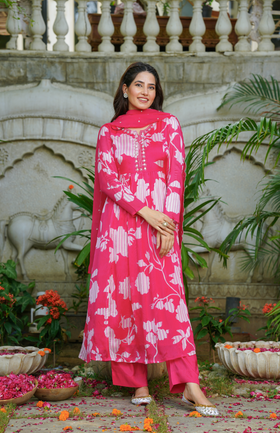 Bright Pink Chinnon Suit Set