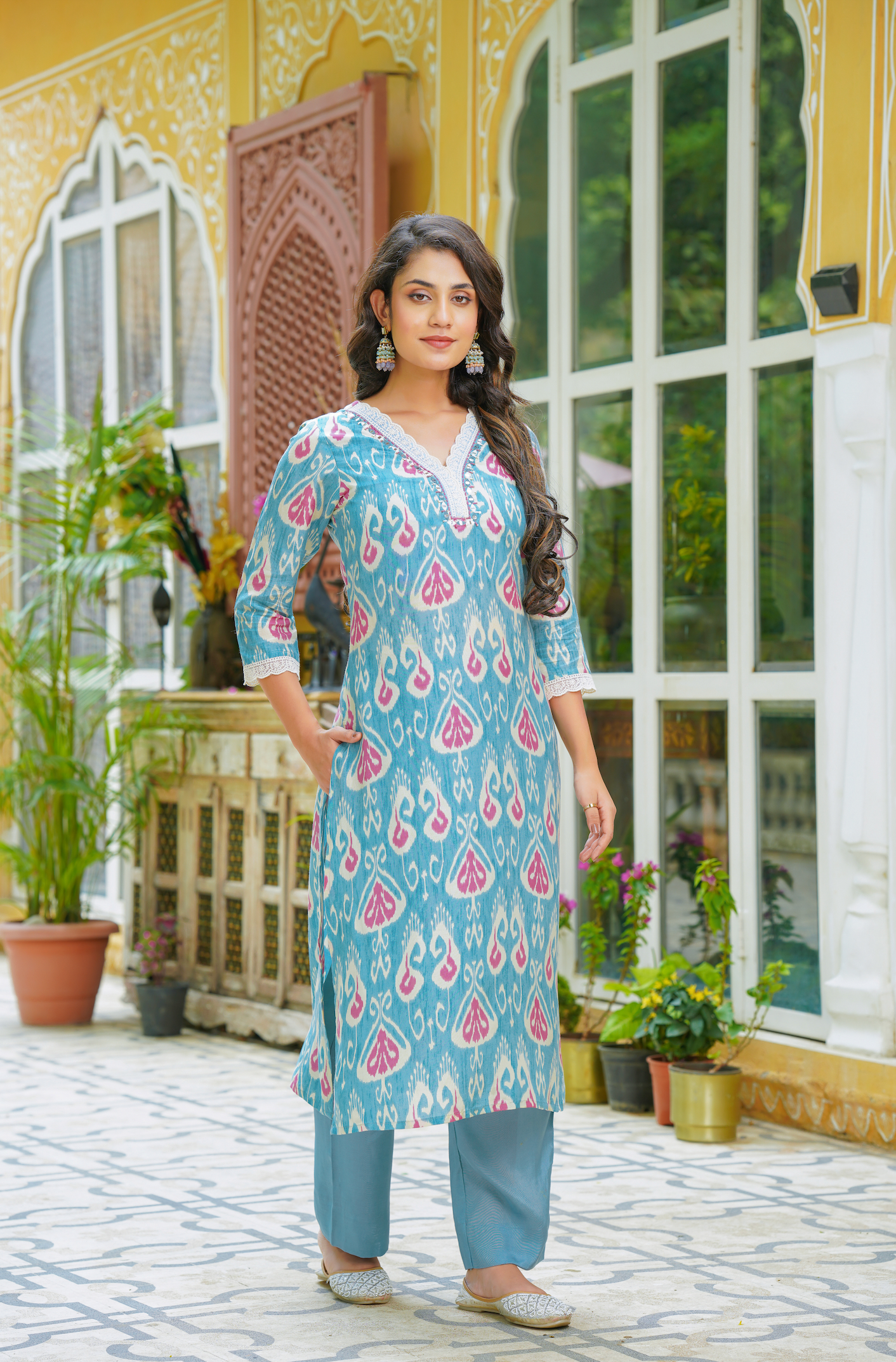 Sky Blue Muslin Suit Set
