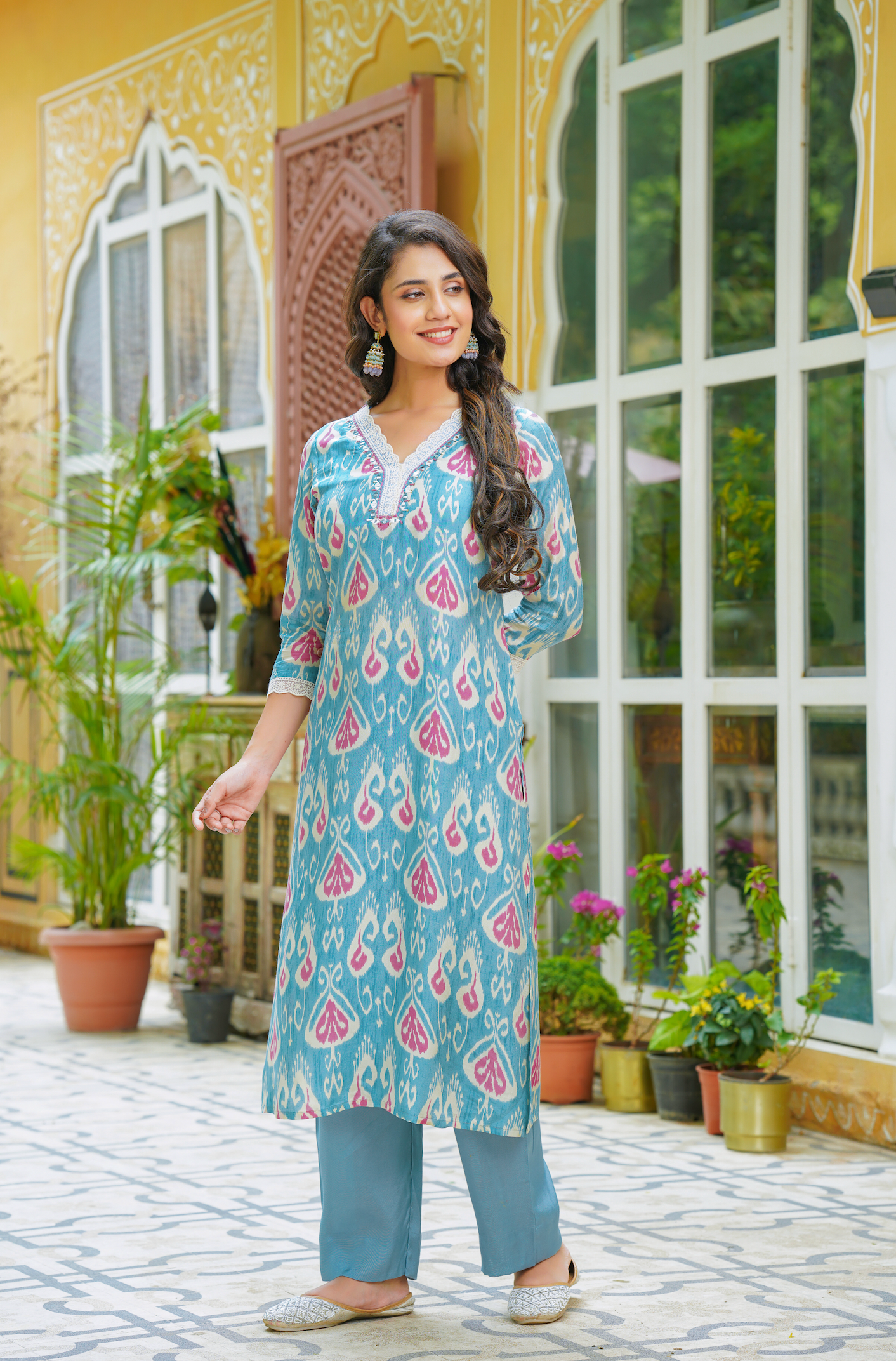 Sky Blue Muslin Suit Set