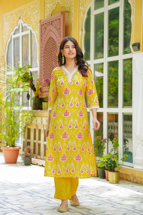 Mustard Muslin Suit Set
