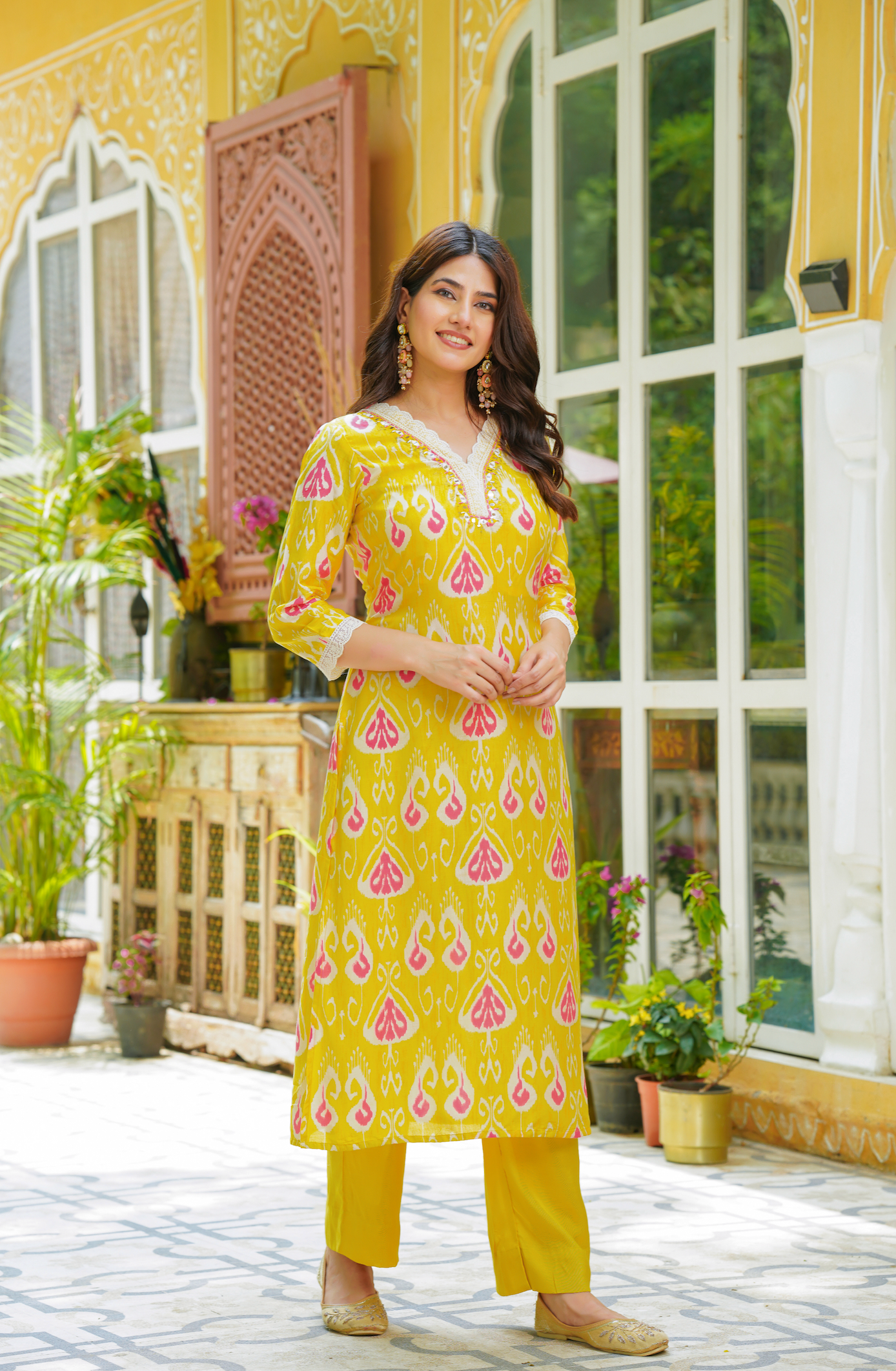 Mustard Muslin Suit Set