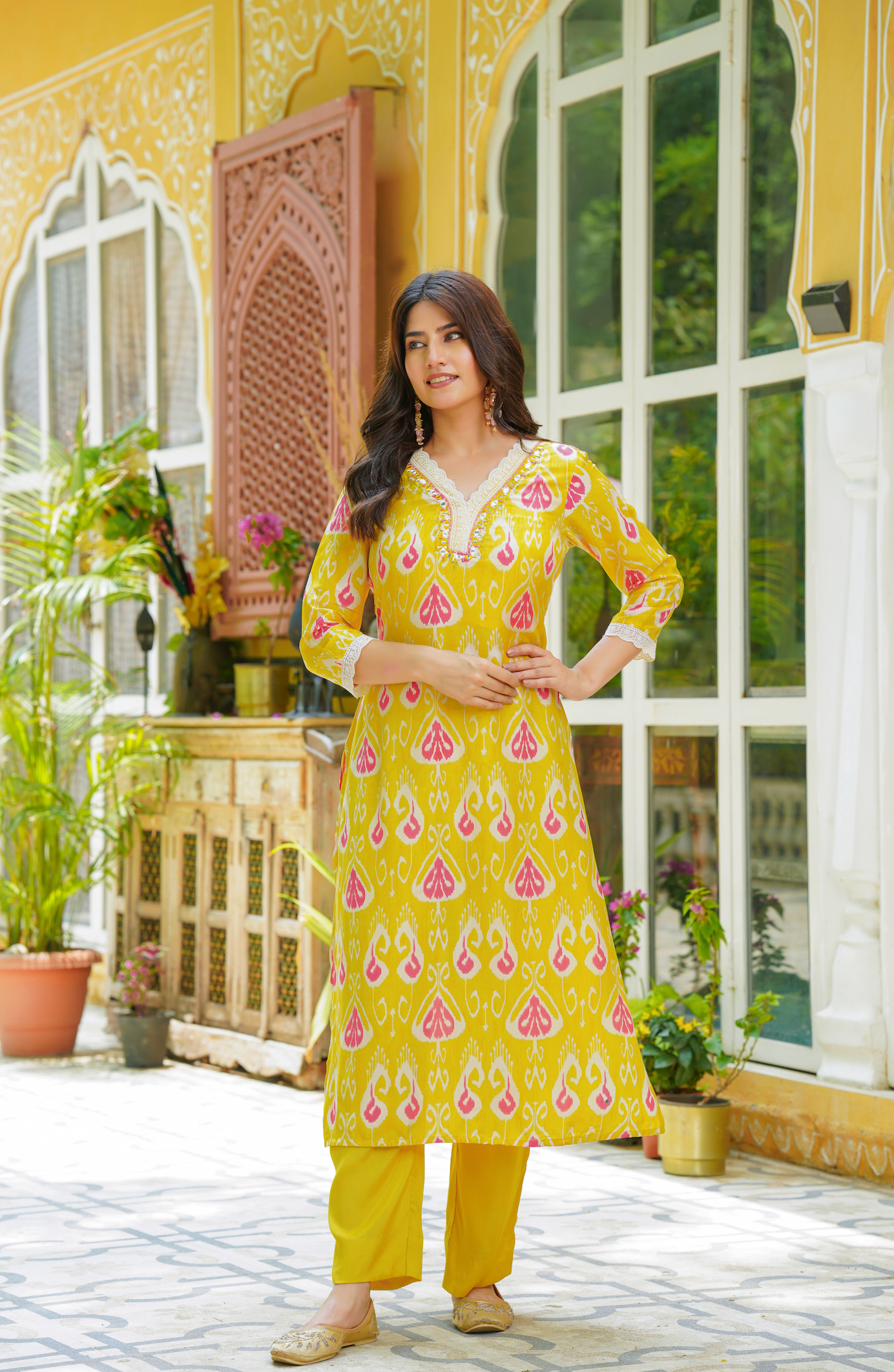 Mustard Muslin Suit Set