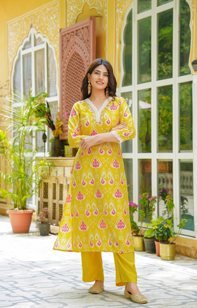Mustard Muslin Suit Set
