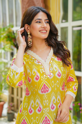 Mustard Muslin Suit Set