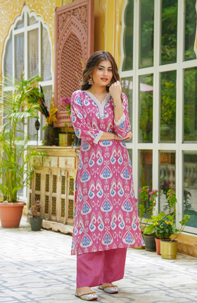 Ruby Pink Muslin Suit Set