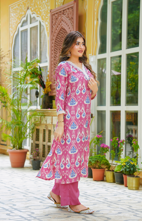 Ruby Pink Muslin Suit Set
