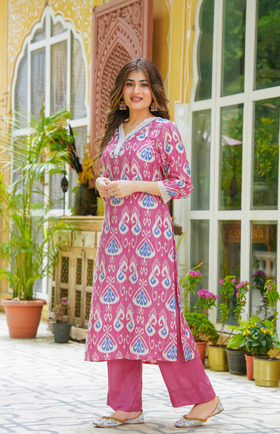 Ruby Pink Muslin Suit Set