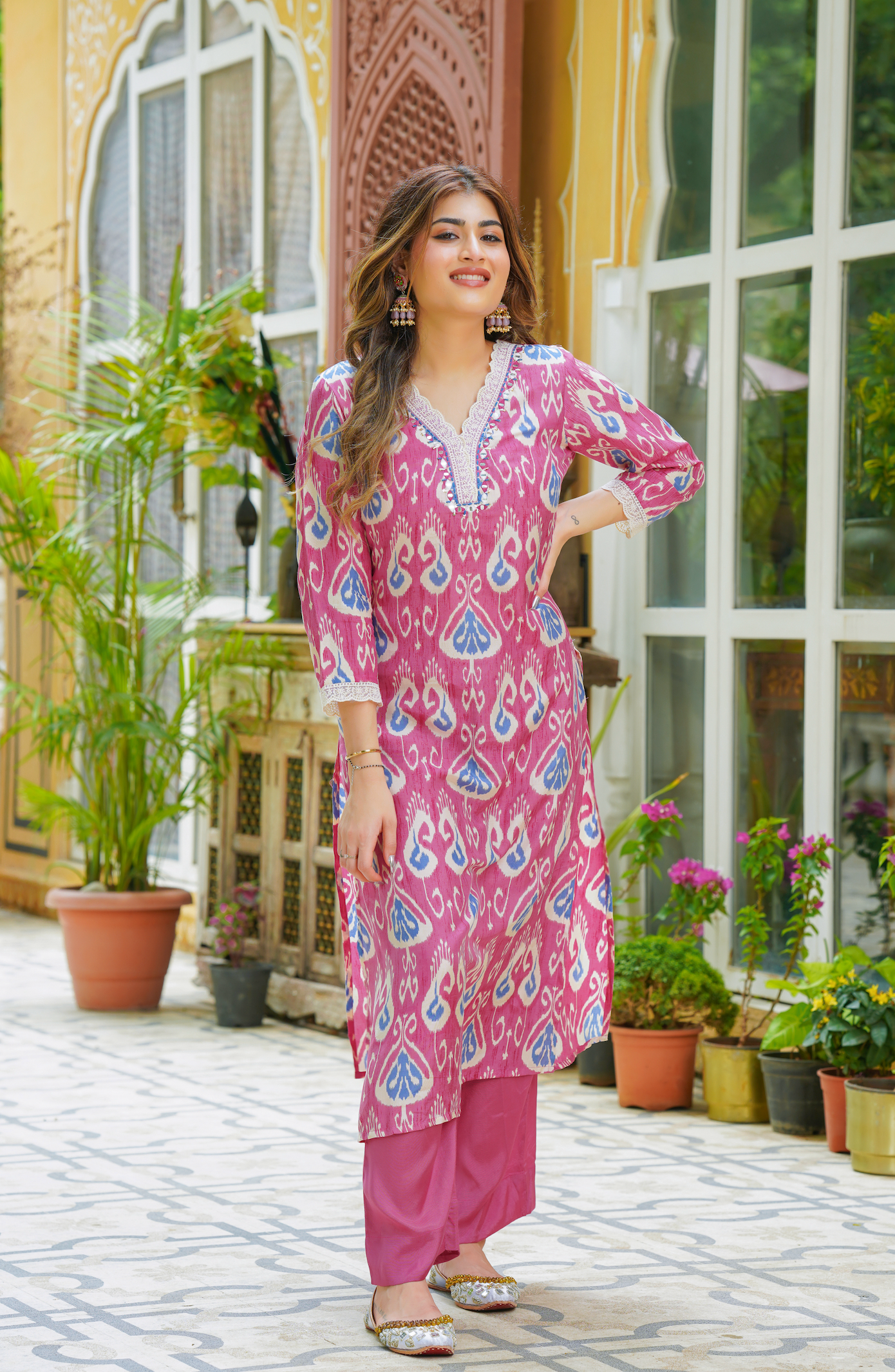 Ruby Pink Muslin Suit Set