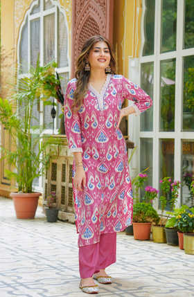 Ruby Pink Muslin Suit Set