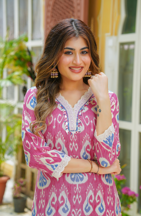 Ruby Pink Muslin Suit Set