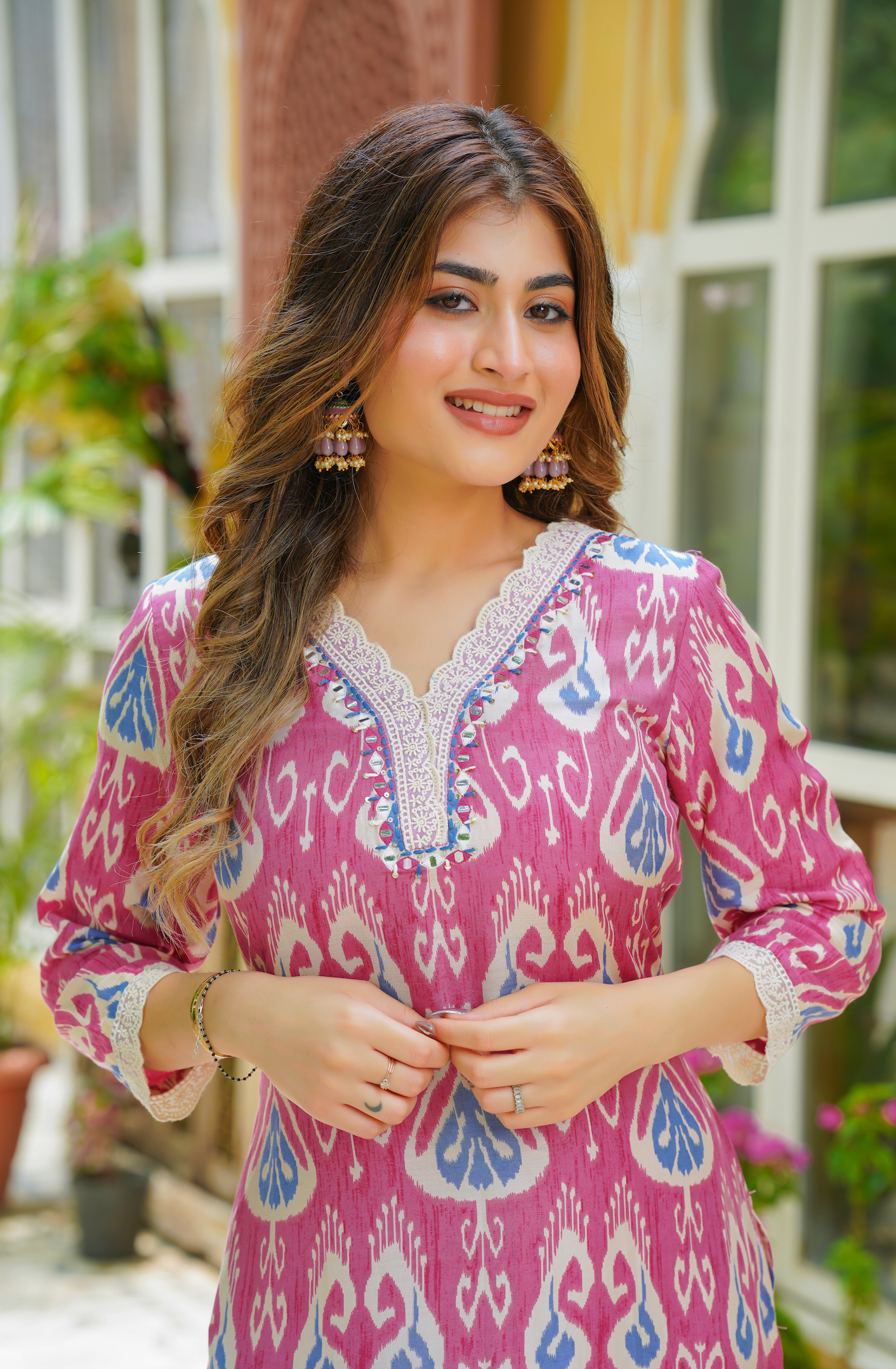 Ruby Pink Muslin Suit Set