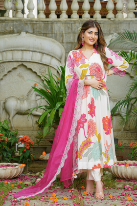 Cream Shades of Pink Pearl Kurta Set
