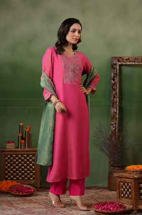 Cerise Pink Shimmer Suit Set