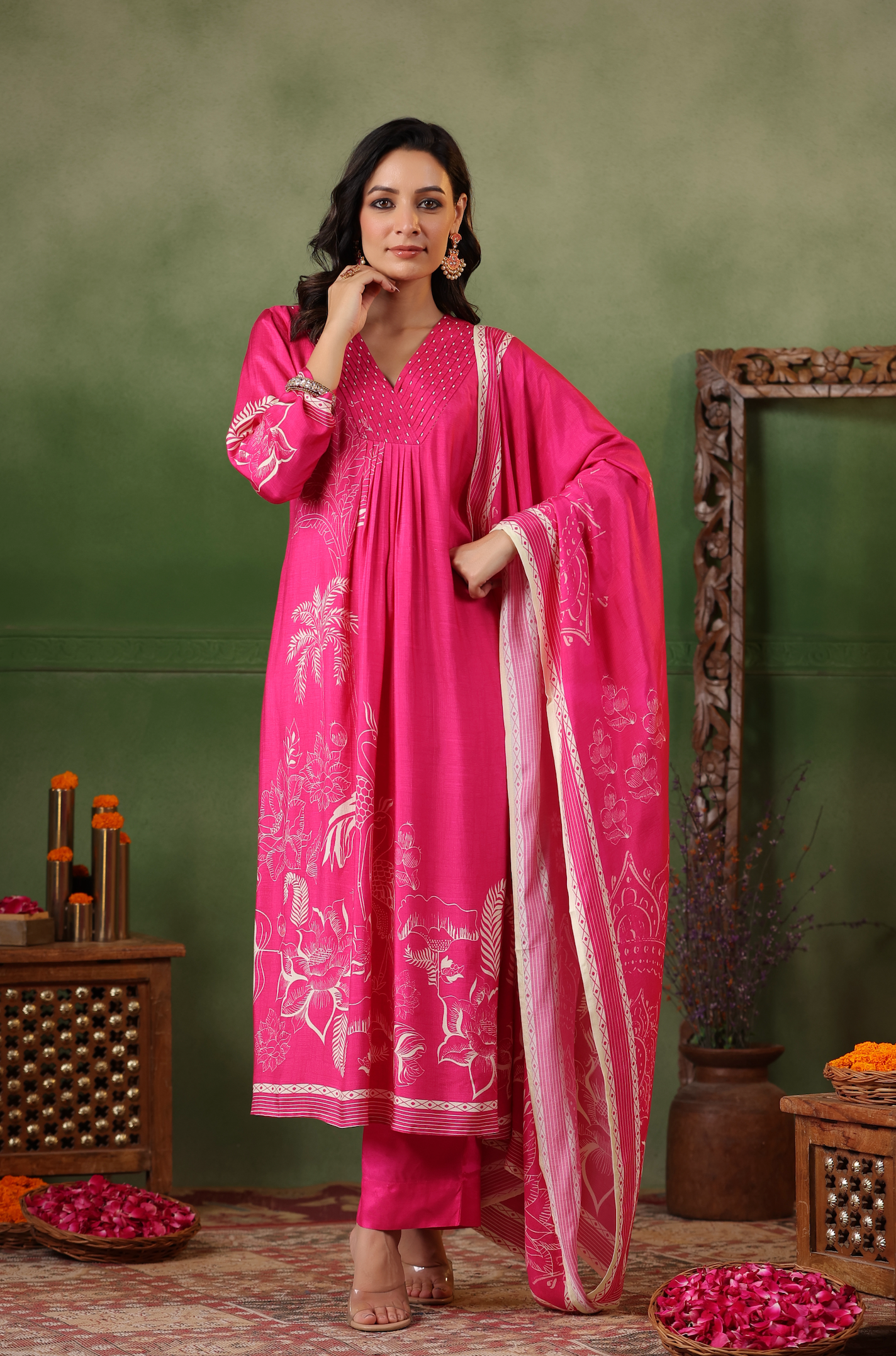 Bright Pink Muslin Suit Set
