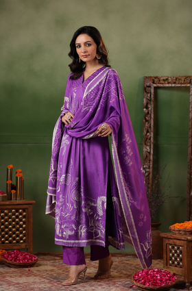 Grape Muslin Suit Set