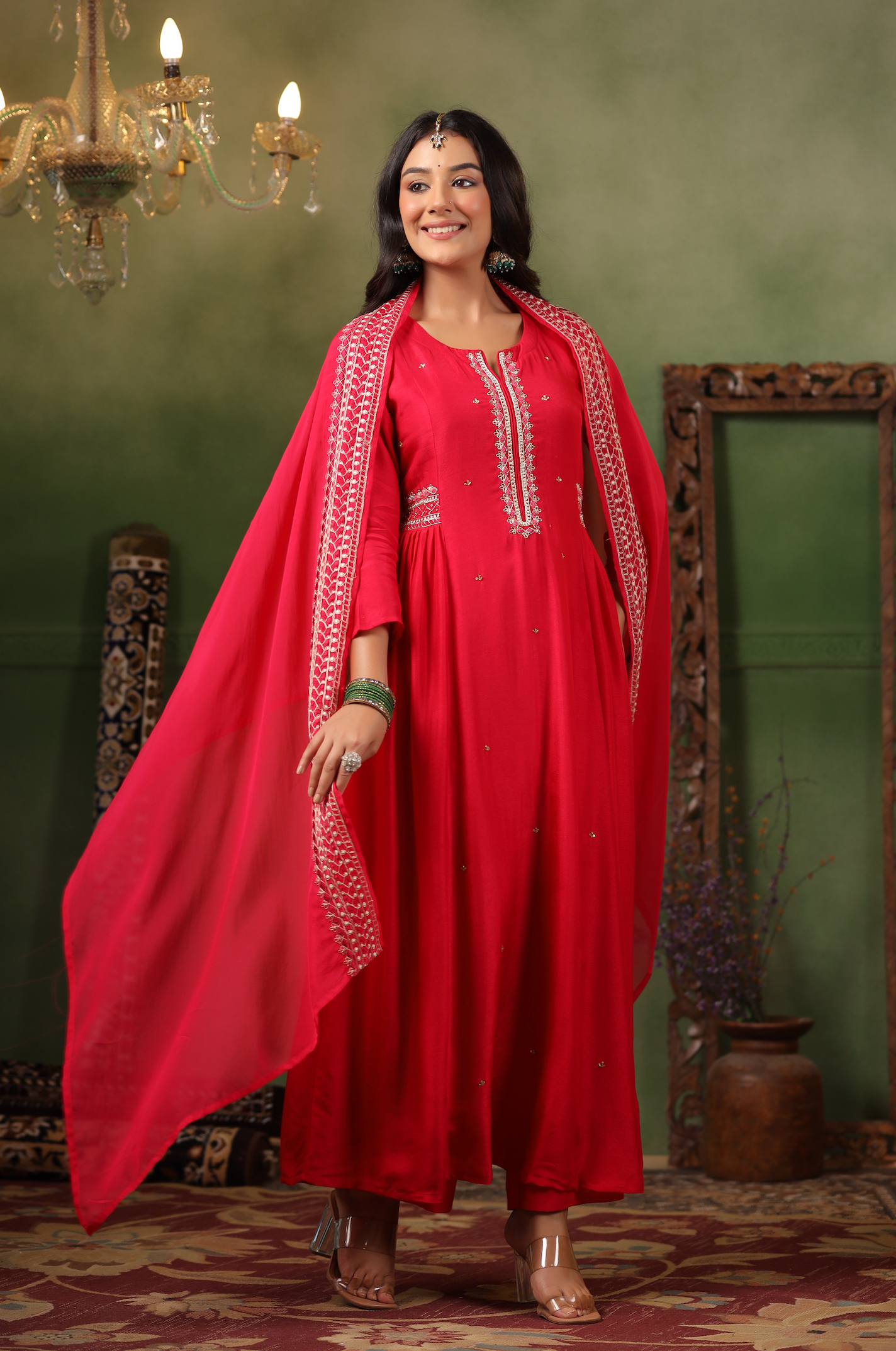 Fuchsia Silk suit Set