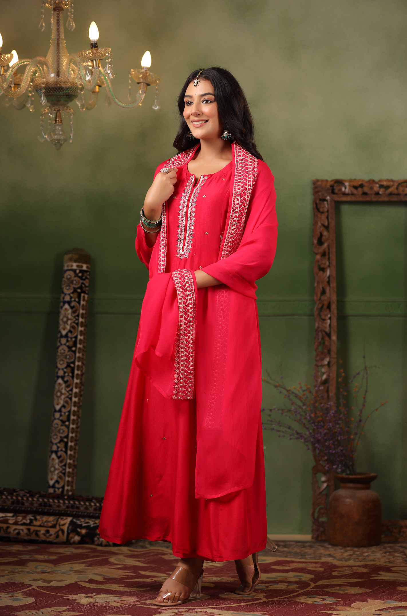 Fuchsia Silk suit Set